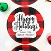 Happy Holidays Gift Label Plaid Christmas Stickers-round gift labels-Paper Cute Ink