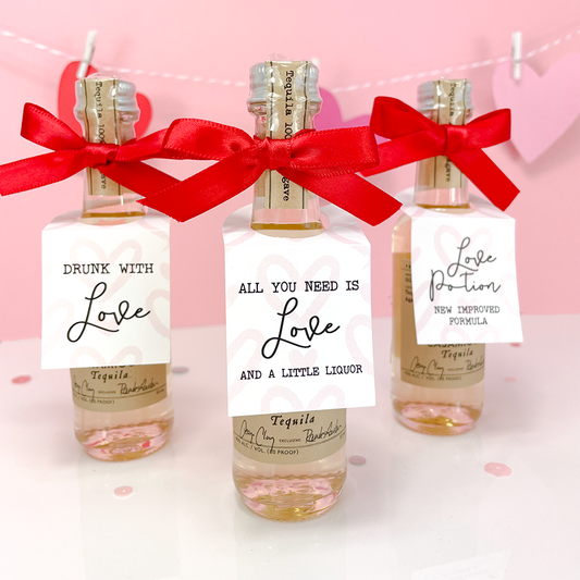 adult valentines day party favor tags for mini liquor bottles
