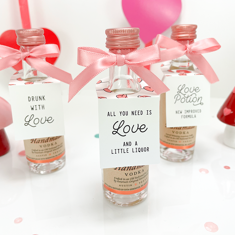Galentine's Day Party Favor Tags for mini alcohol favors