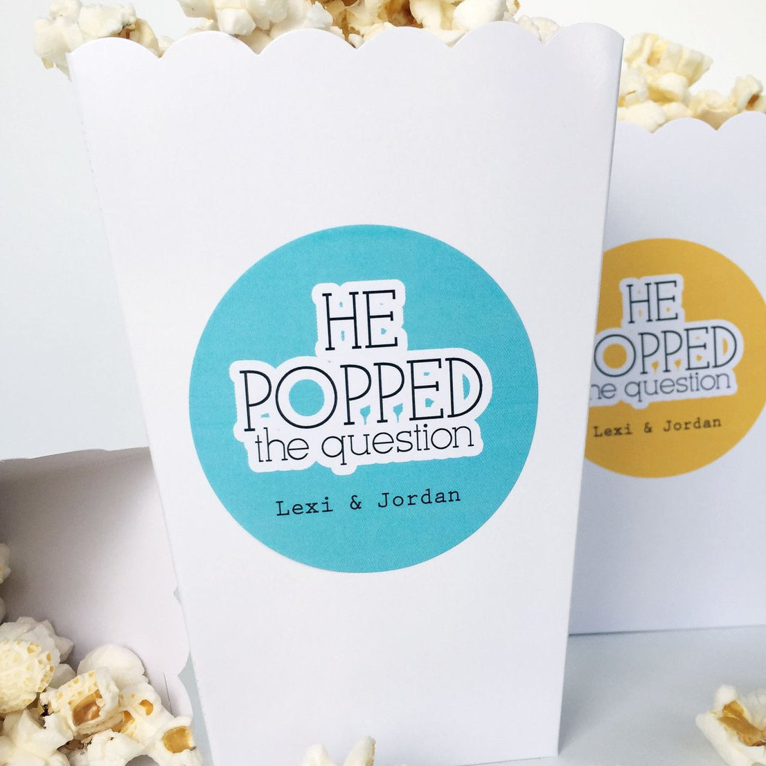 He Popped the Question Popcorn Labels