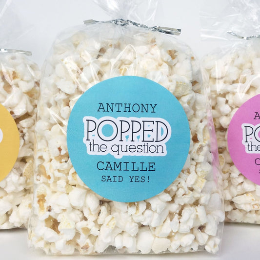 He Popped The Question Popcorn Favor Labels