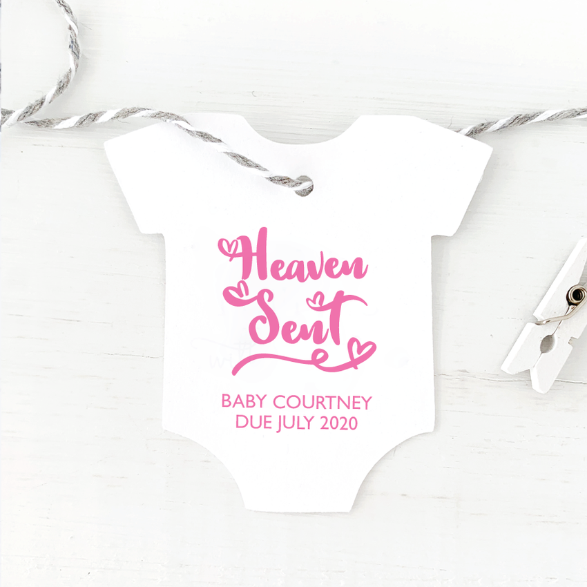 Heaven Sent Baby Shower Favor Tags-onesie tags-Paper Cute Ink