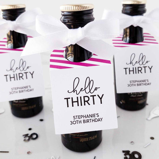 Hello Thirty 30th Birthday Mini Liquor Tags-mini bottle tags-Paper Cute Ink
