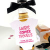 personalized baby shower favor tags, here comes trouble tags