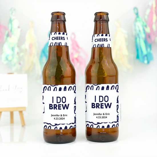 Bridal shower or engagement party personalized beer bottle labels