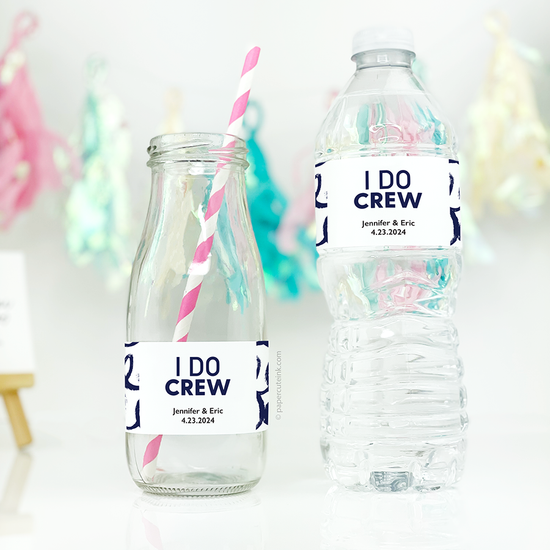 I do crew water bottle labels on glass milk jar and water bottle