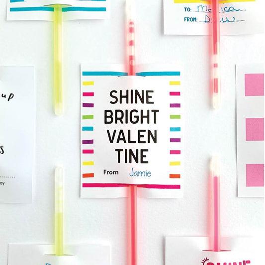 Shine Bright Valentines Glow Stick Printable-instant download-Paper Cute Ink