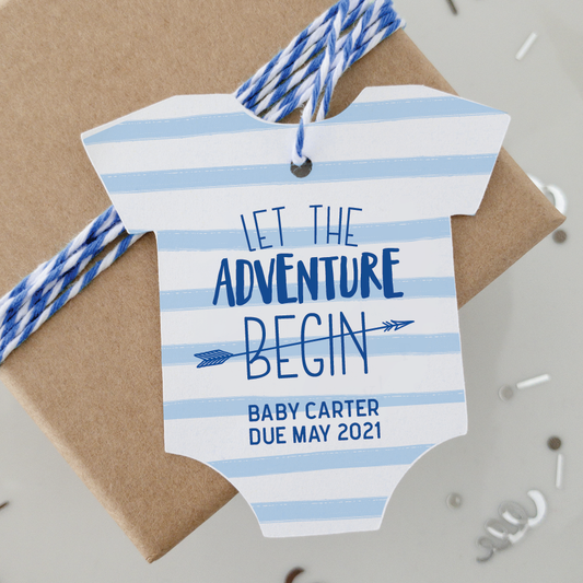 The Adventure Begins Baby Shower Favor Tags