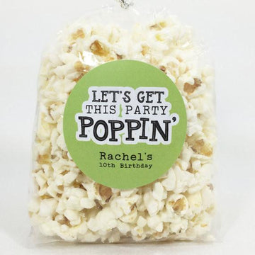 Lets Get This Party Poppin Popcorn Favor Stickers