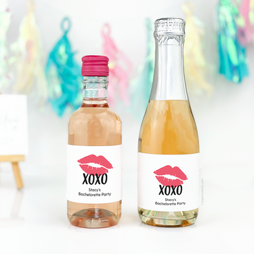 lipstick kiss mini wine and mini champagne bottle labels