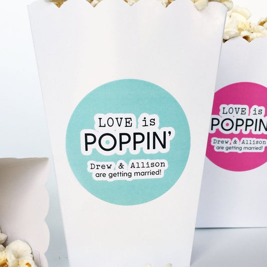 Love is Poppin Engagement Party Stickers