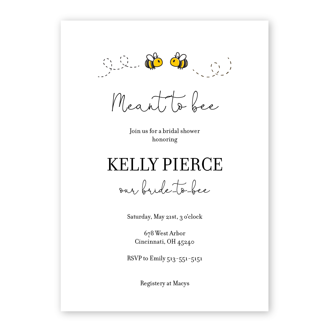 Meant To Bee Bridal Shower Invitation