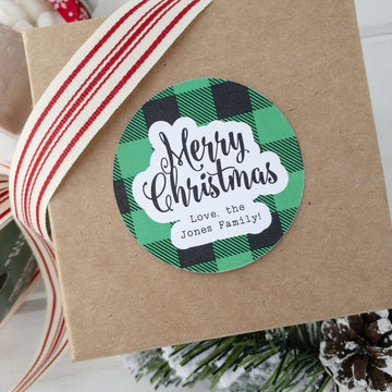 Merry Christmas Stickers Plaid Gift Label – Paper Cute Ink