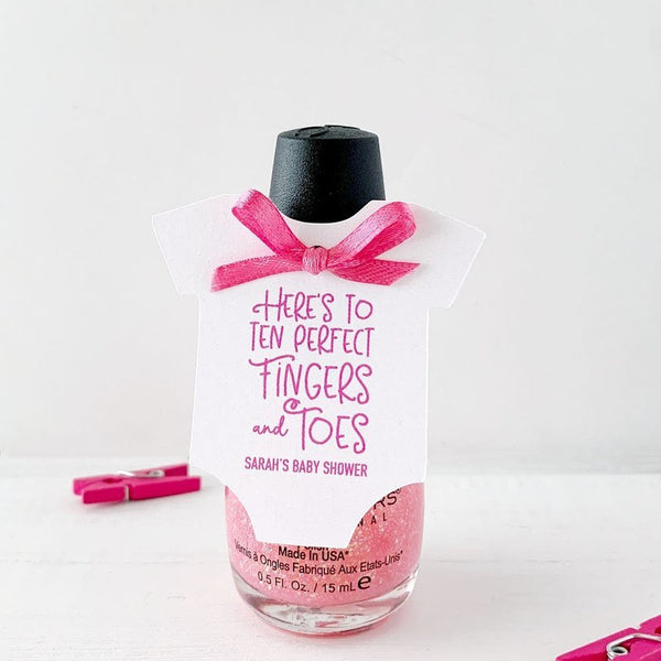 Mini Baby Shower Nail Polish Favor Tags Set of 12 Paper Cute Ink