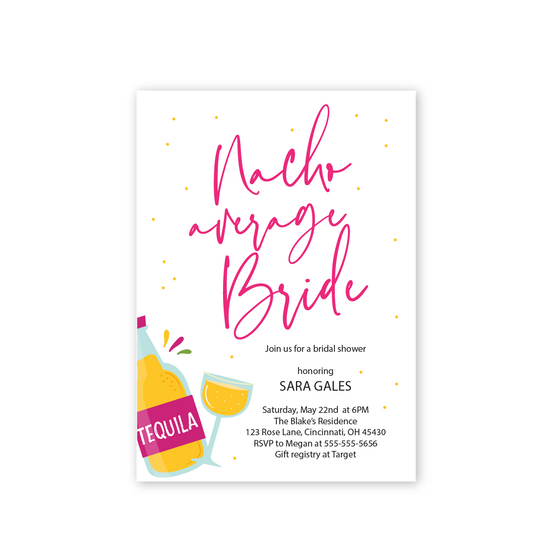 nacho average bride bridal shower invitation