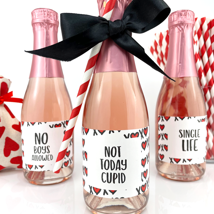 Funny Anti Valentines Day Mini Champagne Labels-mini champagne labels-Paper Cute Ink