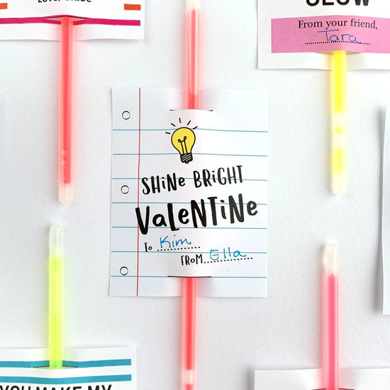 Shine Bright Glow Stick Valentine-instant download-Paper Cute Ink