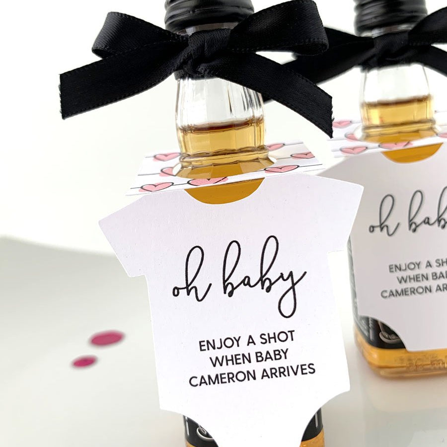 oh baby have a shot mini liquor favor tags