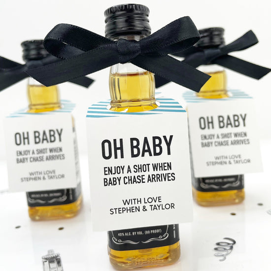 Oh Baby Enjoy A Shot Baby Shower Favors-mini bottle tags-Paper Cute Ink