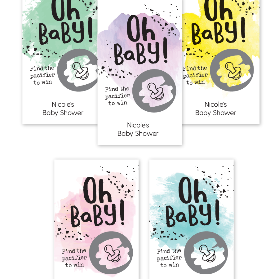 Oh Baby Watercolor Baby Shower Scratch Off Game-scratch off cards-Paper Cute Ink