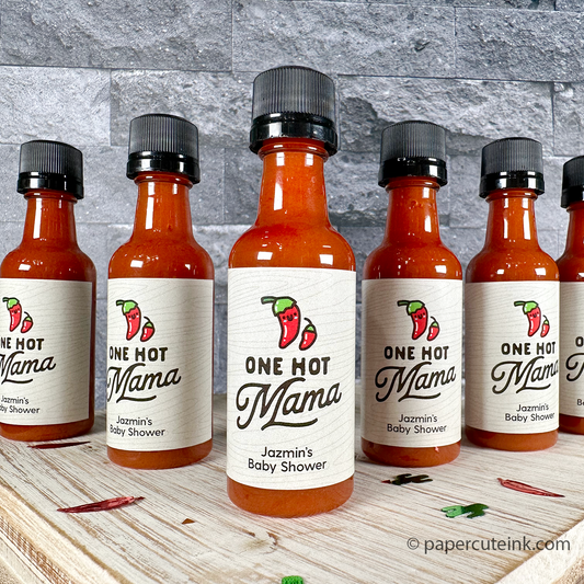 one hot mama chili pepper labels mini hot sauce bottles