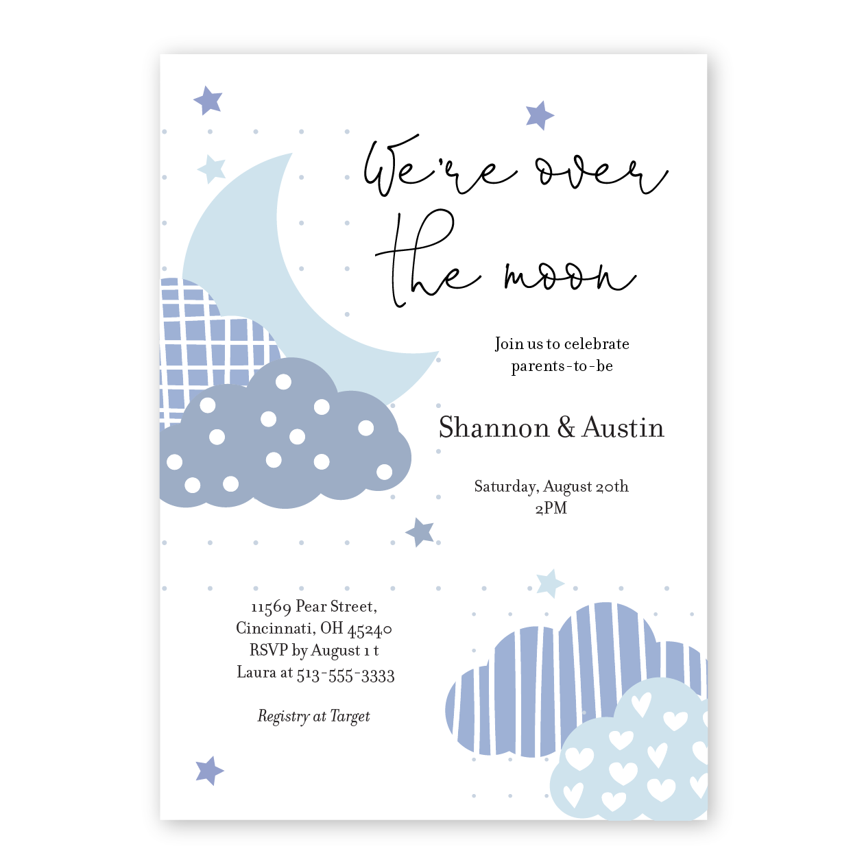 We're Over The Moon Baby Shower Invitations – Paper Cute Ink