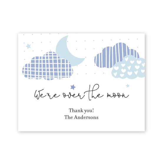 We're Over The Moon Baby Shower Thank You Card