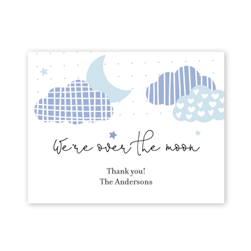 We're Over The Moon Baby Shower Thank You Card