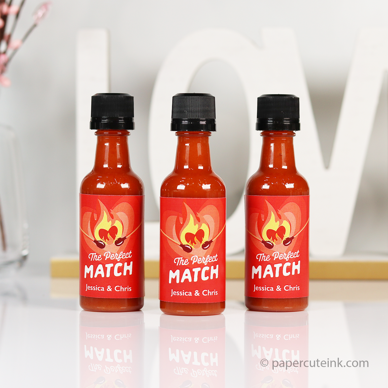 Perfect Match Engagement Party Favors, Wedding Favors, Min Hot Sauce