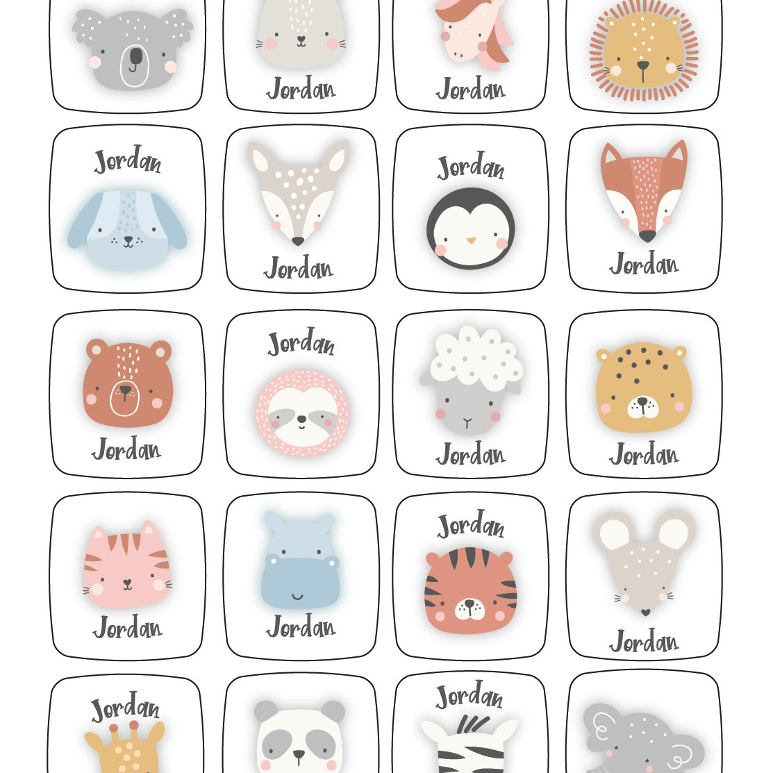 Cute Animal Custom Name Stickers-personalized labels-Paper Cute Ink