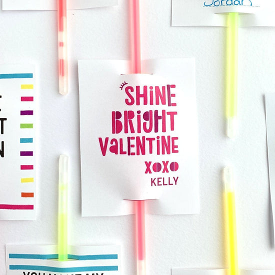 Kids Glow Stick Valentine Printable-glow stick tags-Paper Cute Ink