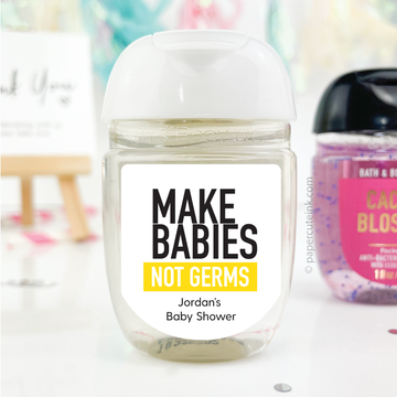 baby shower hand sanitizer favor labels for Bath and Body Works PocketBac sanitizer