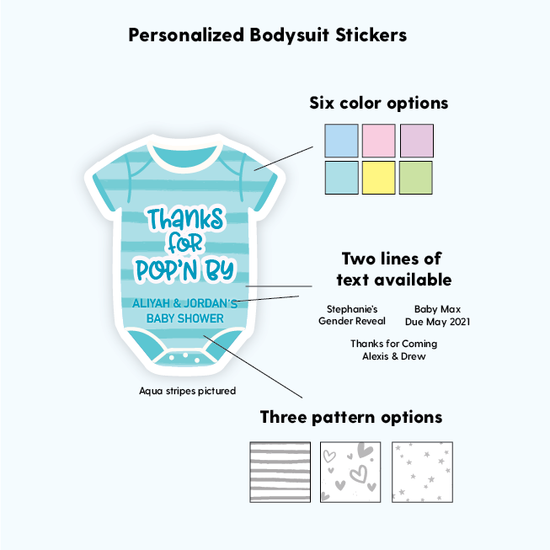Personalized Thanks for Poppin By Baby Shower Stickers-Onesie Stickers-Paper Cute Ink