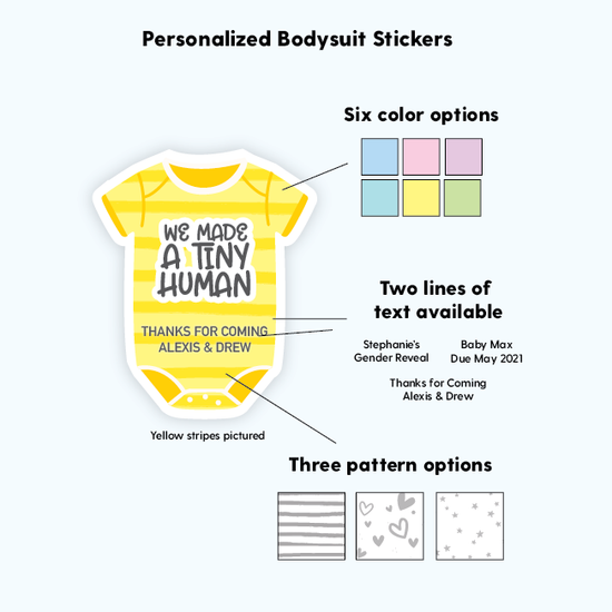 Personalized Couples Baby Shower Stickers-Onesie Stickers-Paper Cute Ink