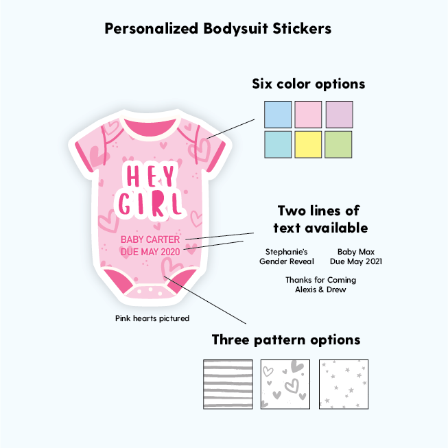 Hey Girl Personalized Baby Shower Labels-Onesie Stickers-Paper Cute Ink
