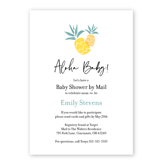 Aloha Baby Pineapple Baby Shower By Mail Invitation
