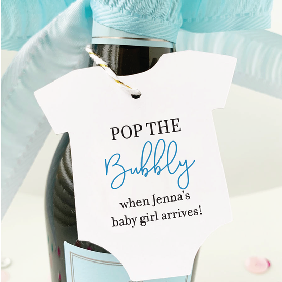 Pop the Bubbly  Baby Shower Champagne Favor Tags
