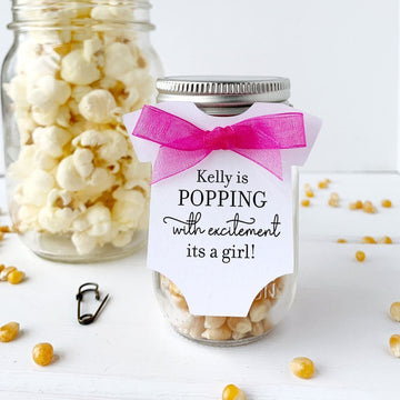 popping with excitement baby shower favor tag