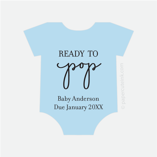 baby shower ready to pop baby shower stickers for popcorn favors in ice blue