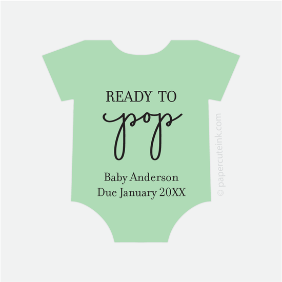 baby shower ready to pop baby shower stickers for popcorn favors in pastel green