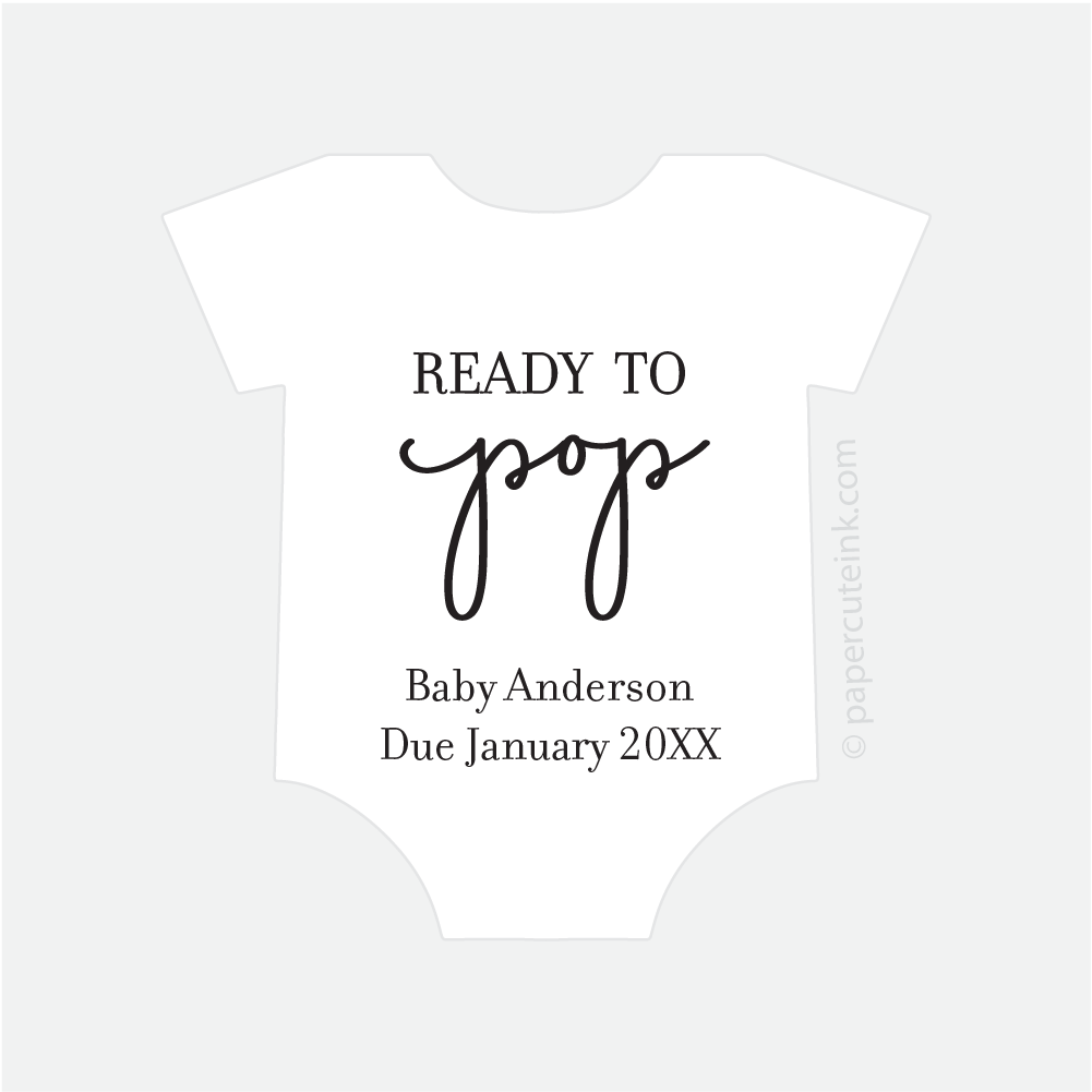 baby shower ready to pop baby shower stickers for popcorn favors in white black