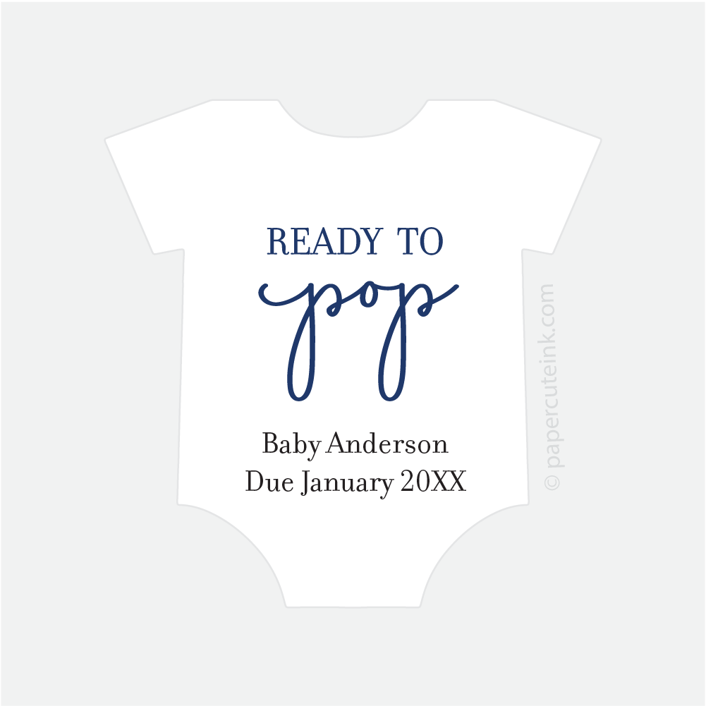 baby shower ready to pop baby shower stickers for popcorn favors in white navy