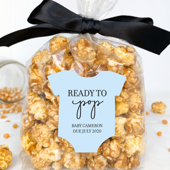 Baby Shower Ready to Pop Popcorn Labels