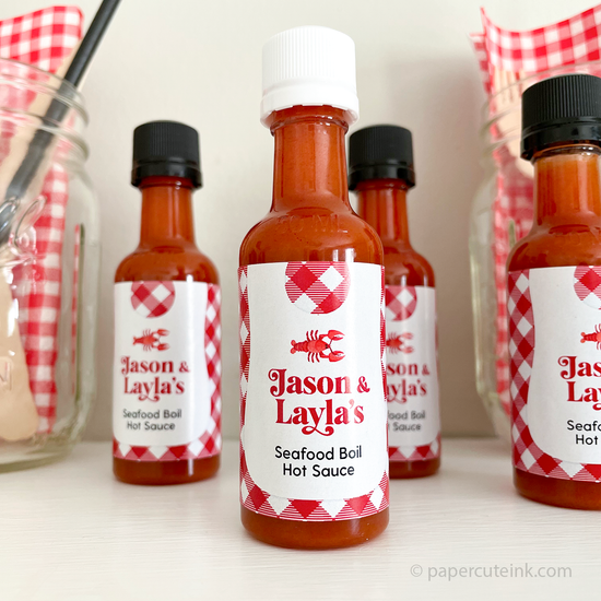 wedding engagement party favors for seafood lobster boil red gingham pattern