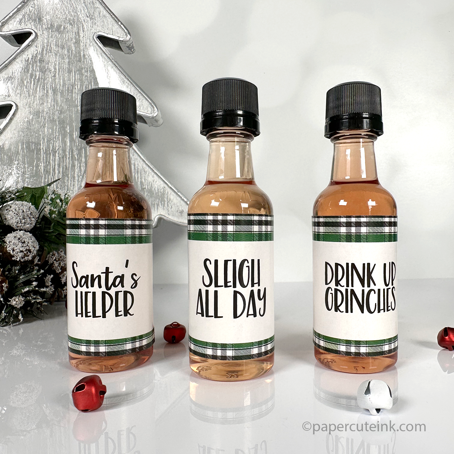 Christmas mini liquor bottle labels
