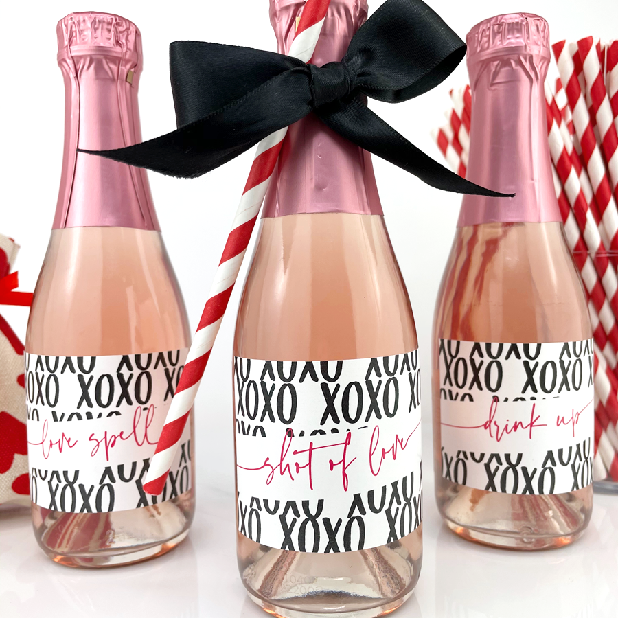 Shot of Love Valentines Day Mini Champagne Labels-mini champagne labels-Paper Cute Ink