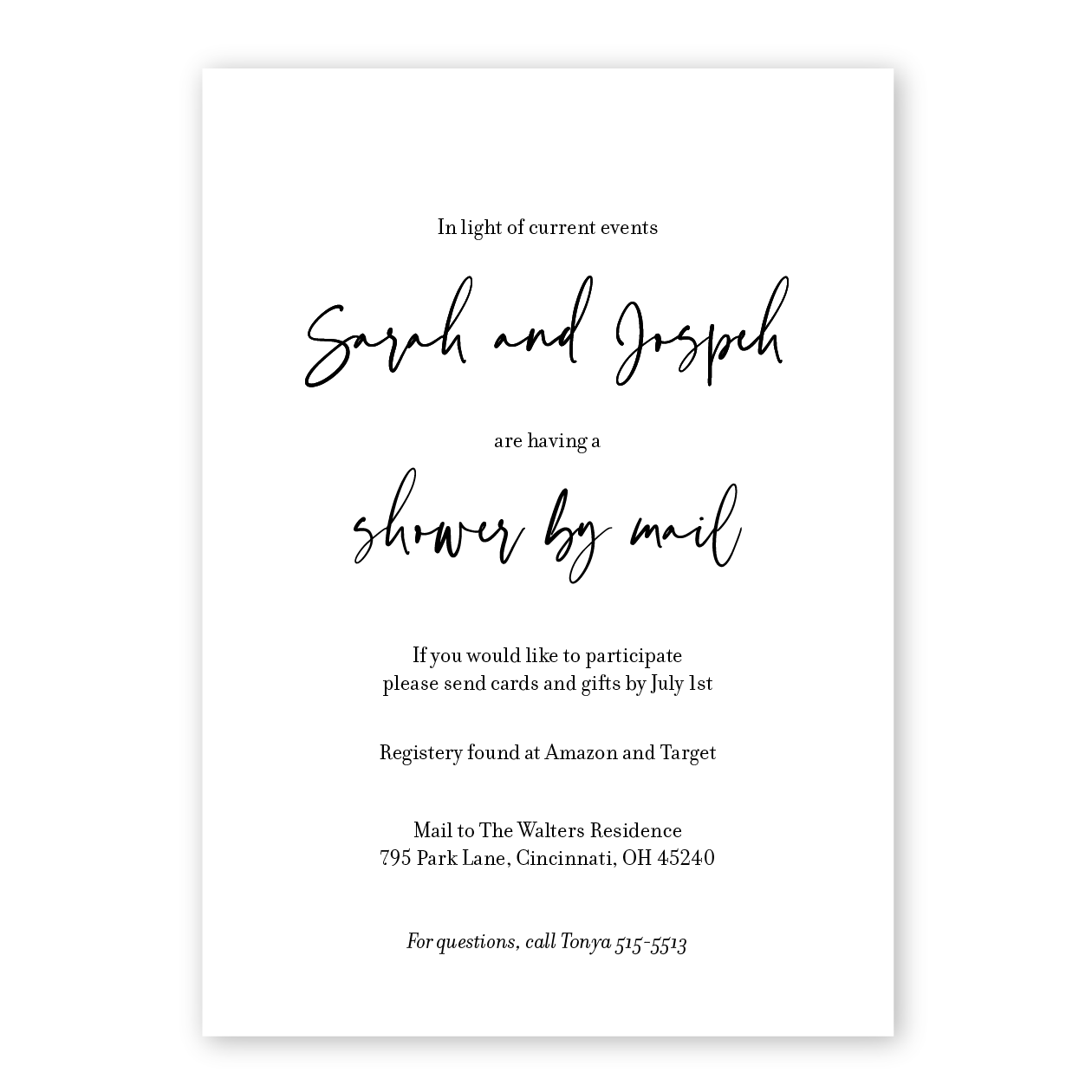 shower by mail invitation