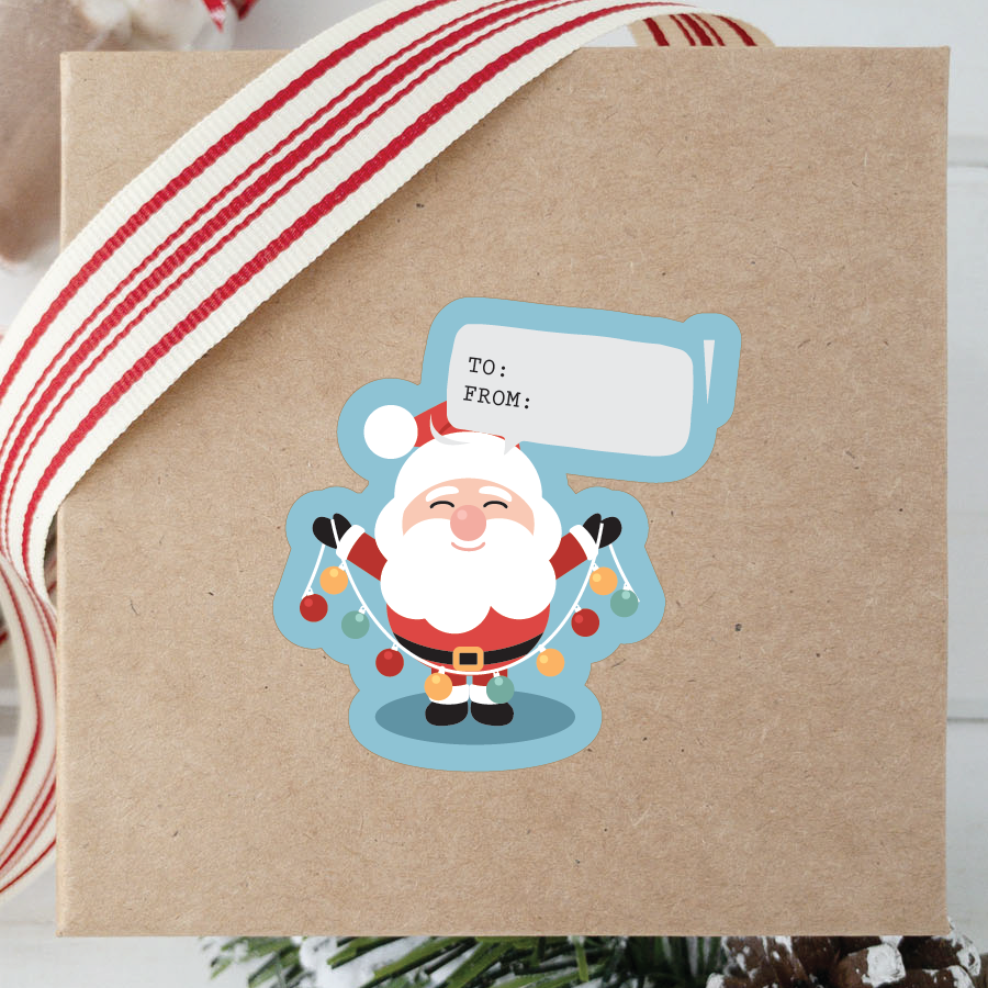 Silly Santa Gift Wrapping Stickers