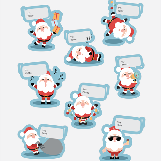 Silly Santa Gift Wrapping Stickers-holiday gift labels-Paper Cute Ink