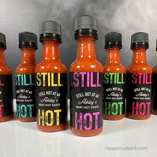 Still hot mini hot sauce bottle favor labels
